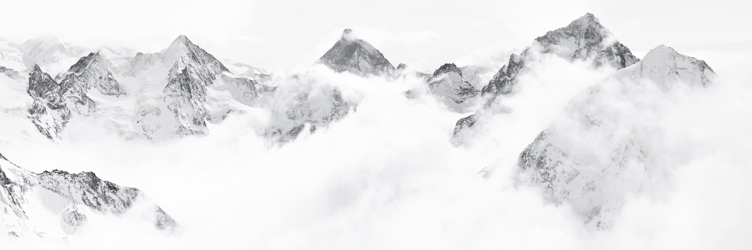 Kaiserkrone von Zinal - Bergfoto im Winter - Gerahmtes Foto von einem Bergmassiv-Panorama